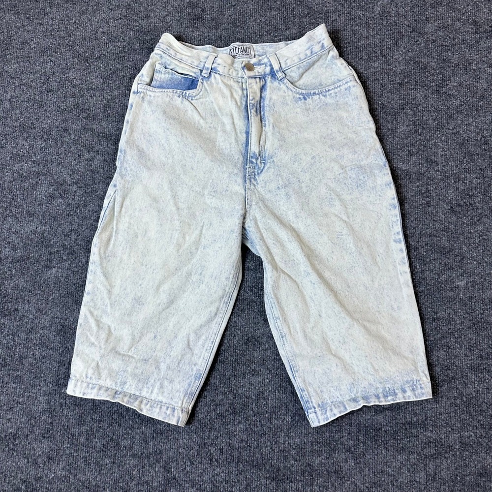 Stefano Denim Shorts Womens Size 6 Blue Acid Wash High Waisted Relaxed Cotton